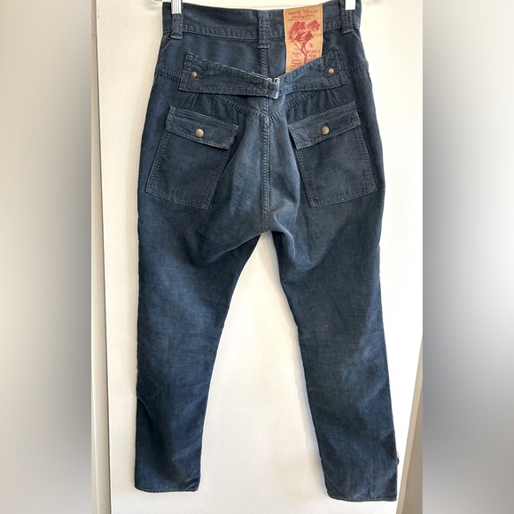 Kapital Blue Handed Corduroy Bush Pant. The color is a dark blue-gray. - Picture 2 of 11